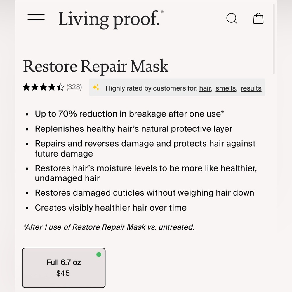 Living Proof Restore Repair Mask - 6.7 oz - Picture 2 of 4